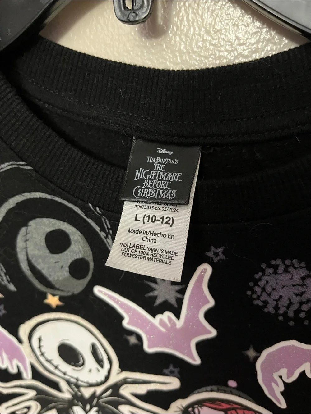 Nightmare Before Christmas Jack and Sally Black Graphic Sweatshirt